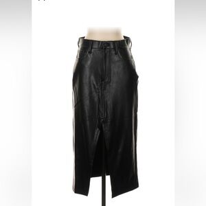 Abercrombie & Fitch Black Vegan Leather Pencil Skirt with Front Slit